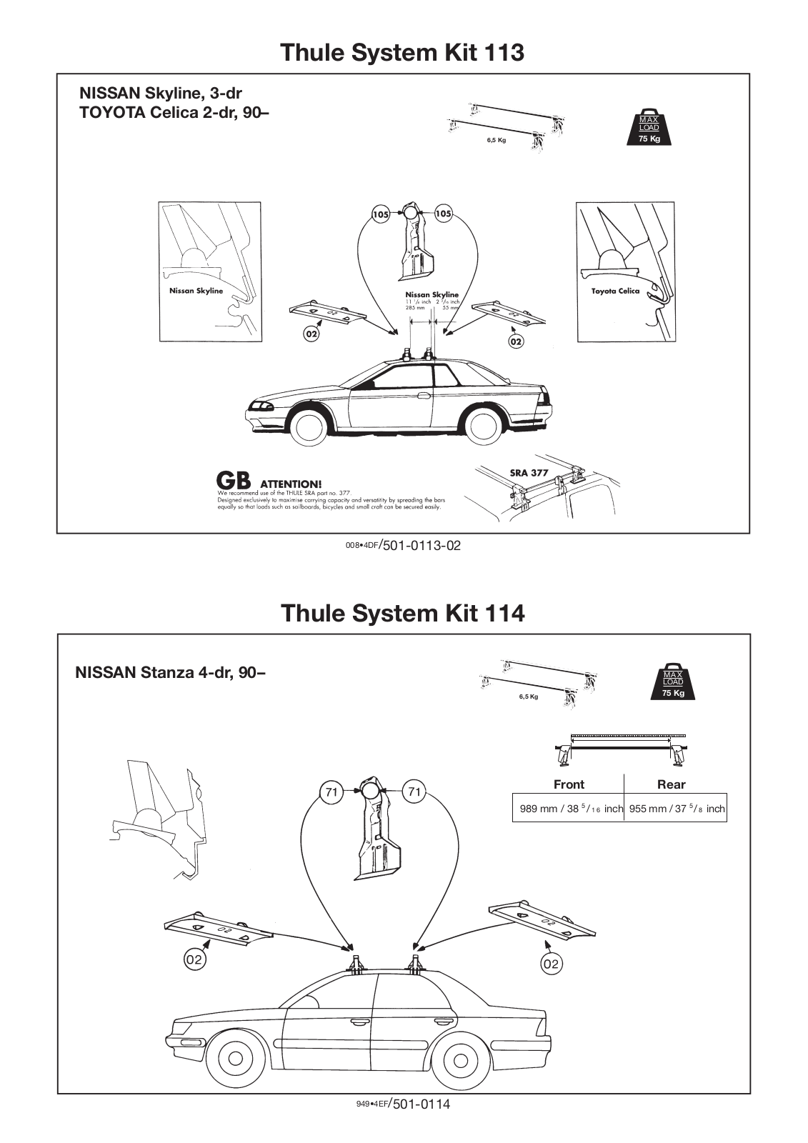 Thule 114 User Manual