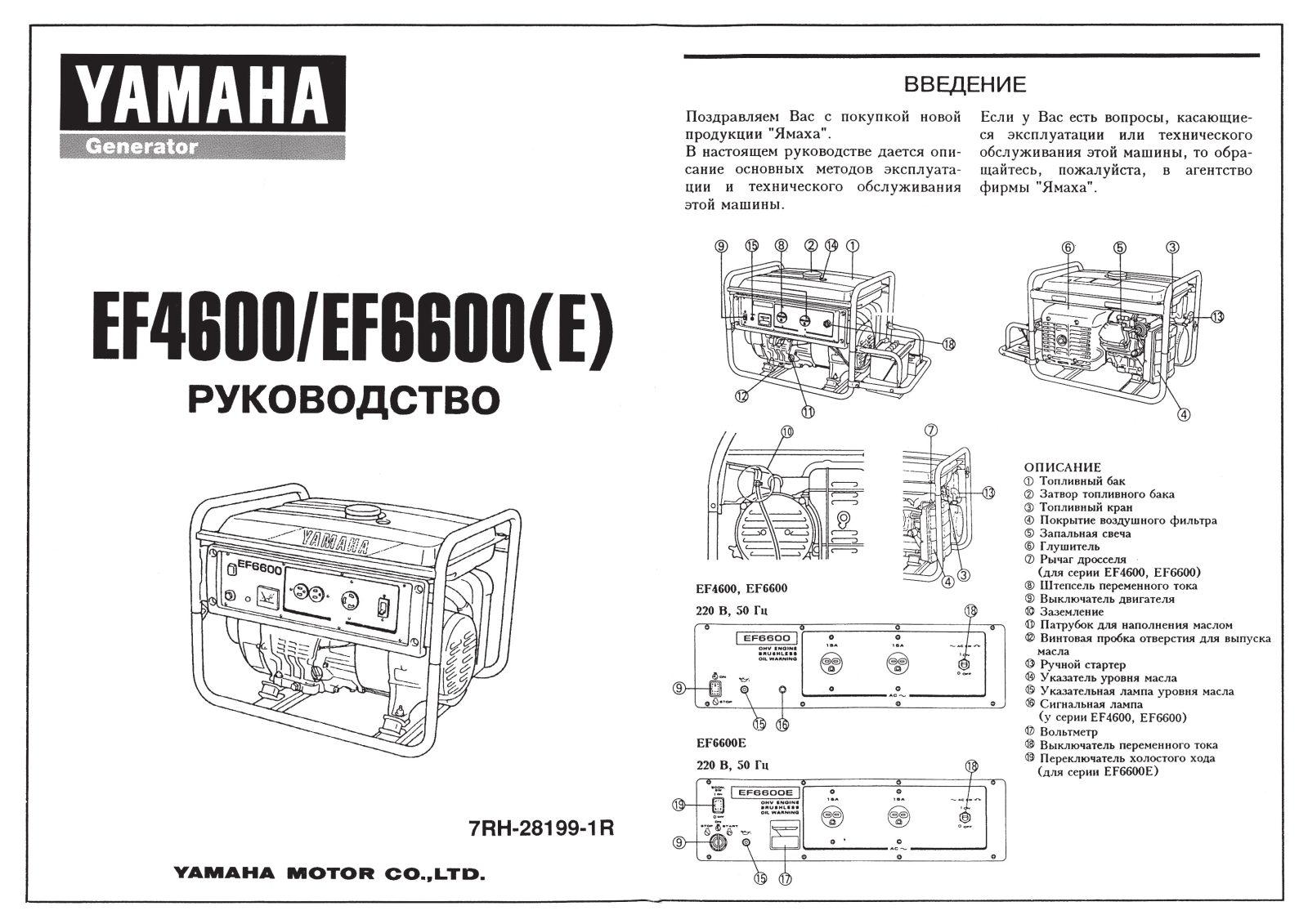 YAMAHA EF4600, EF6600(E) USER MANUAL