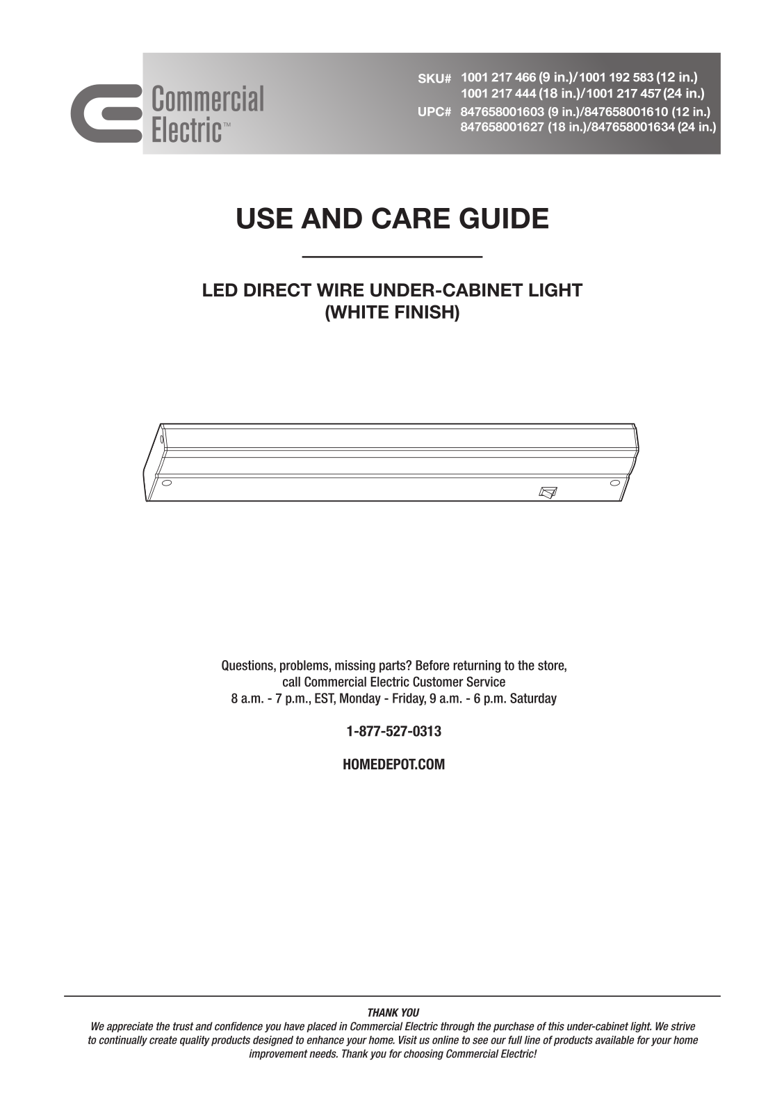 Commercial Electric 57001A, 57004A User Manual