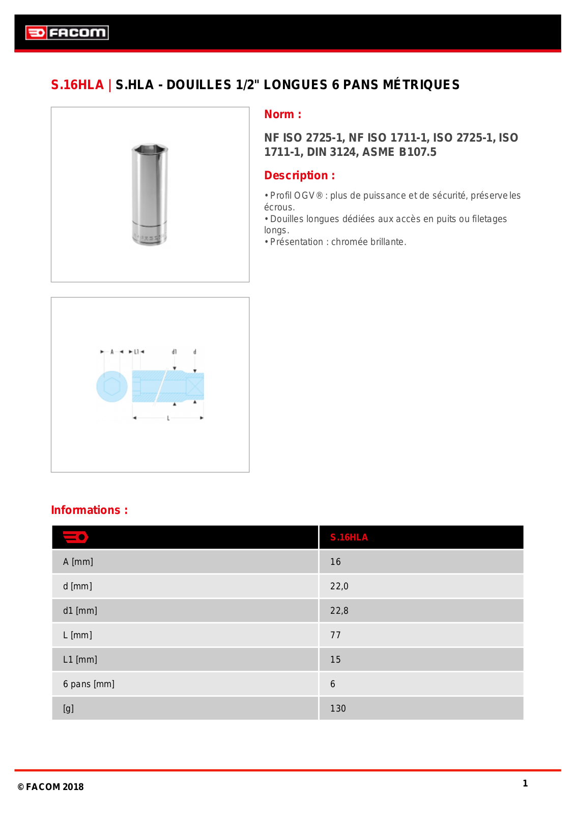 Facom S.16HLA Specification - ManualMachine.com