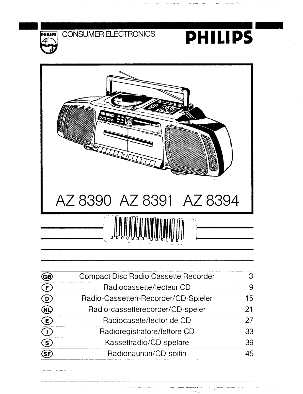 Philips AZ 8394, AZ 8391, AZ 8390 User Manual