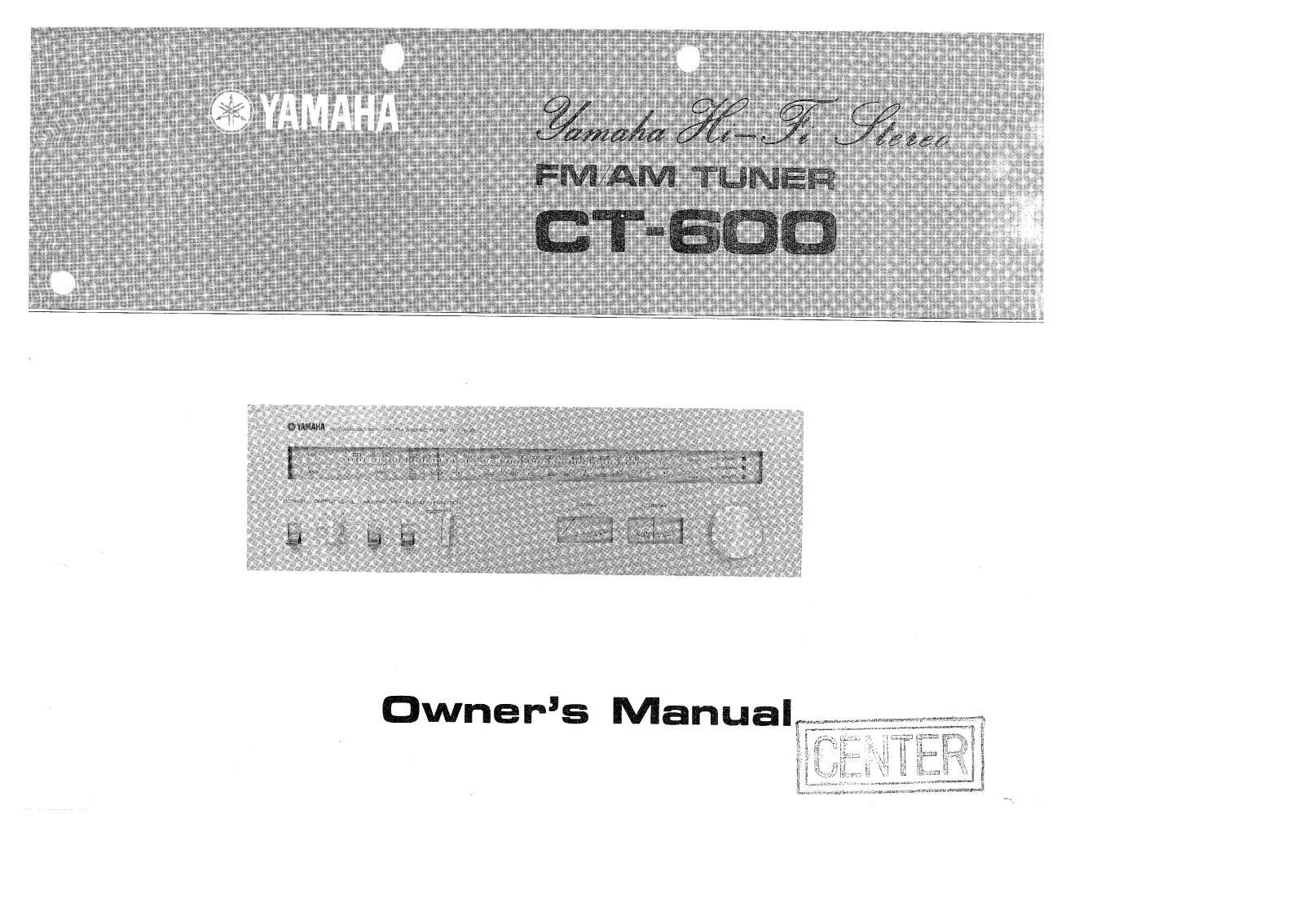 Yamaha CT-600 Owners manual