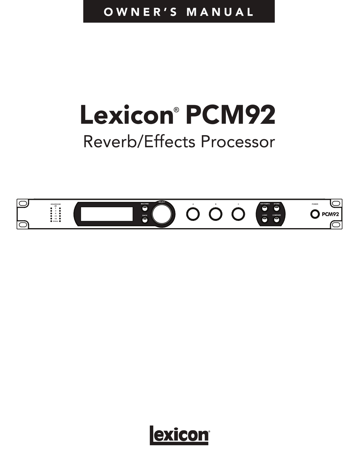 Lexicon PCM92 User Manual