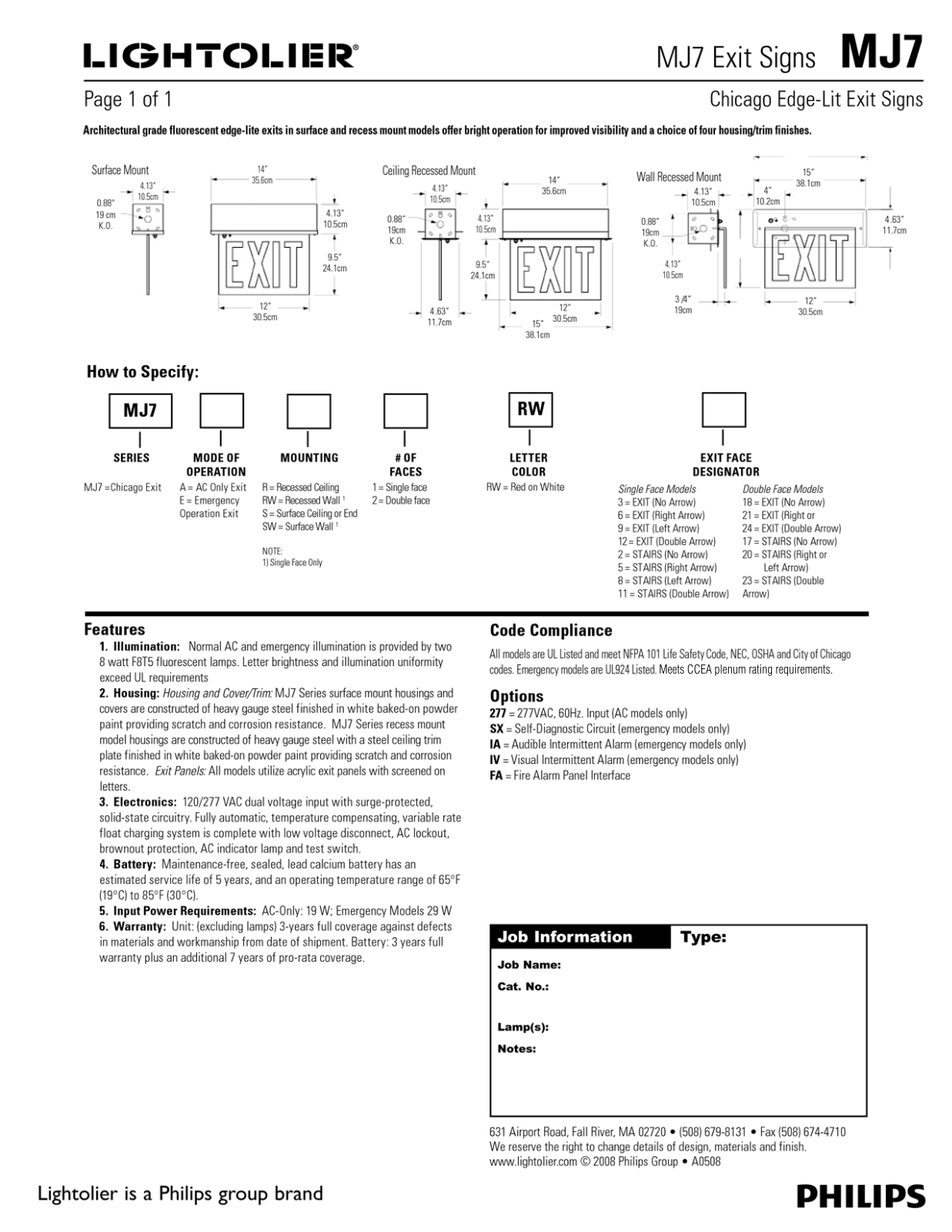 Lightolier MJ7 User Manual