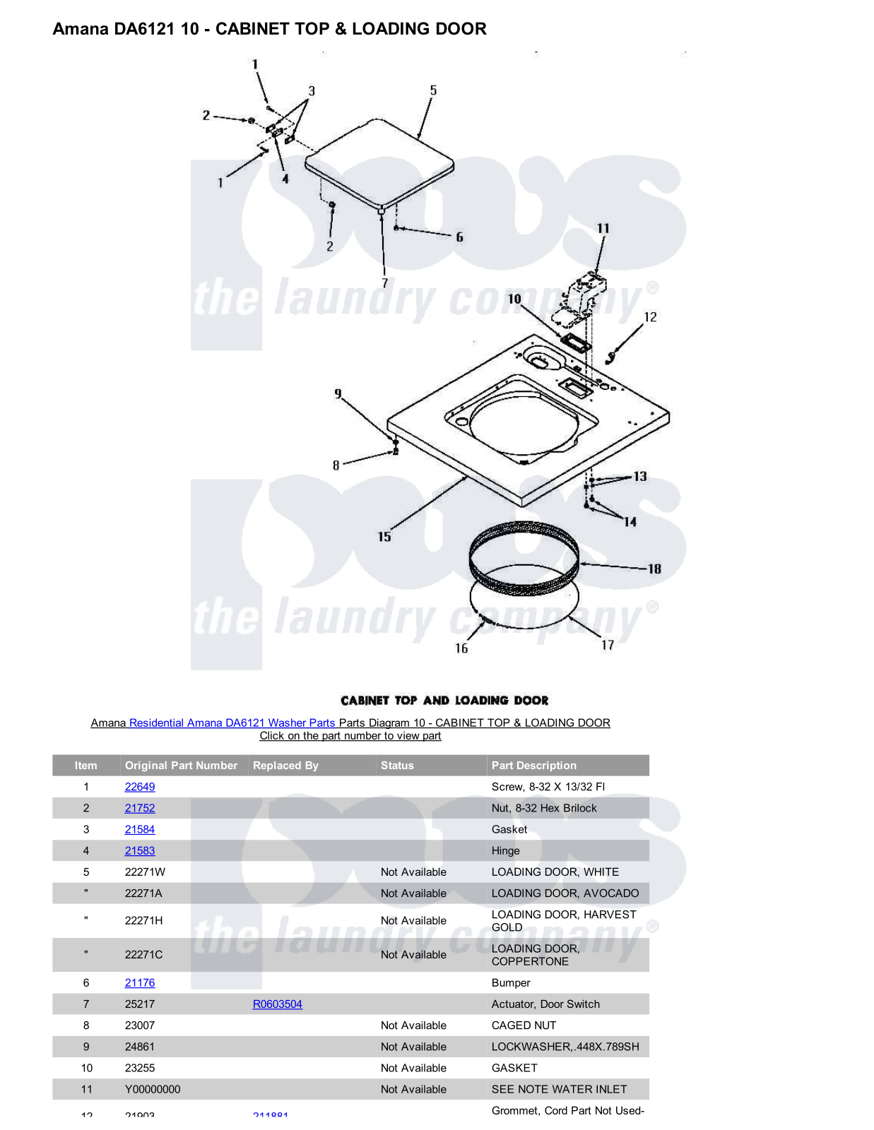 Amana DA6121 Parts Diagram