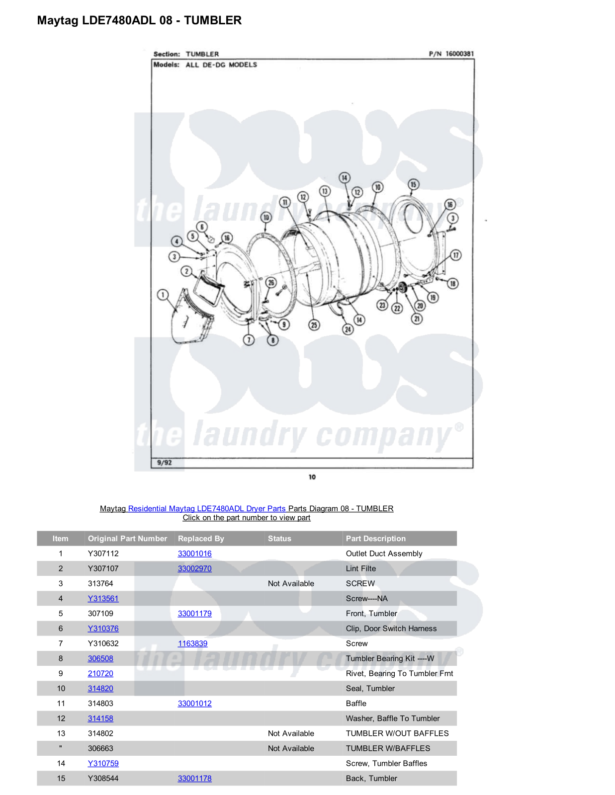 Maytag LDE7480ADL Parts Diagram