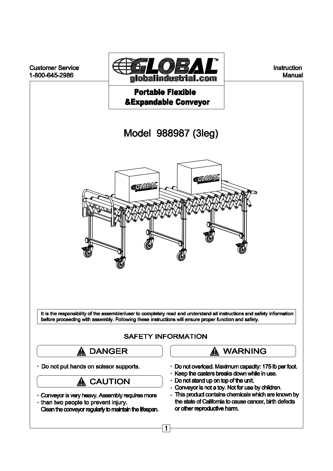 Global Industrial 988987 User Manual