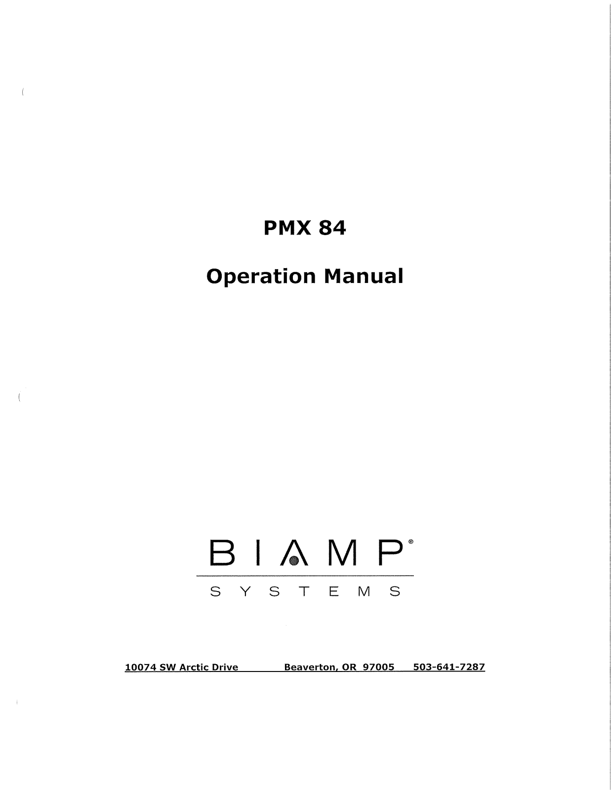 Biamp PMX 84 M2-V User Manual