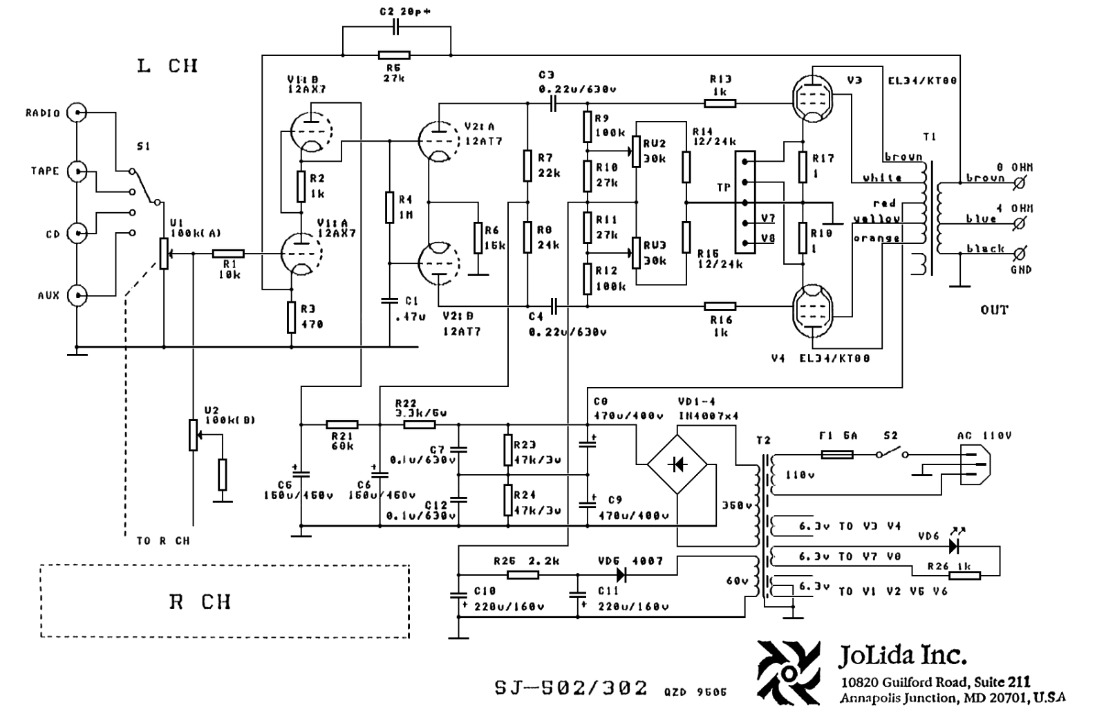 Jolida sj 302a, sj 502a schematic