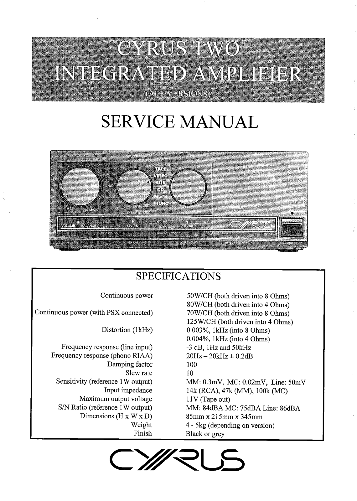 Cyrus 2 Service manual