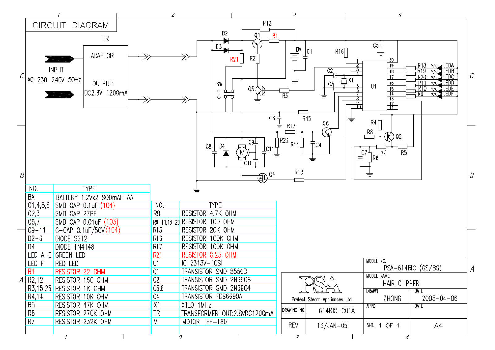 Vitek PSA-614R Circuit diagrams