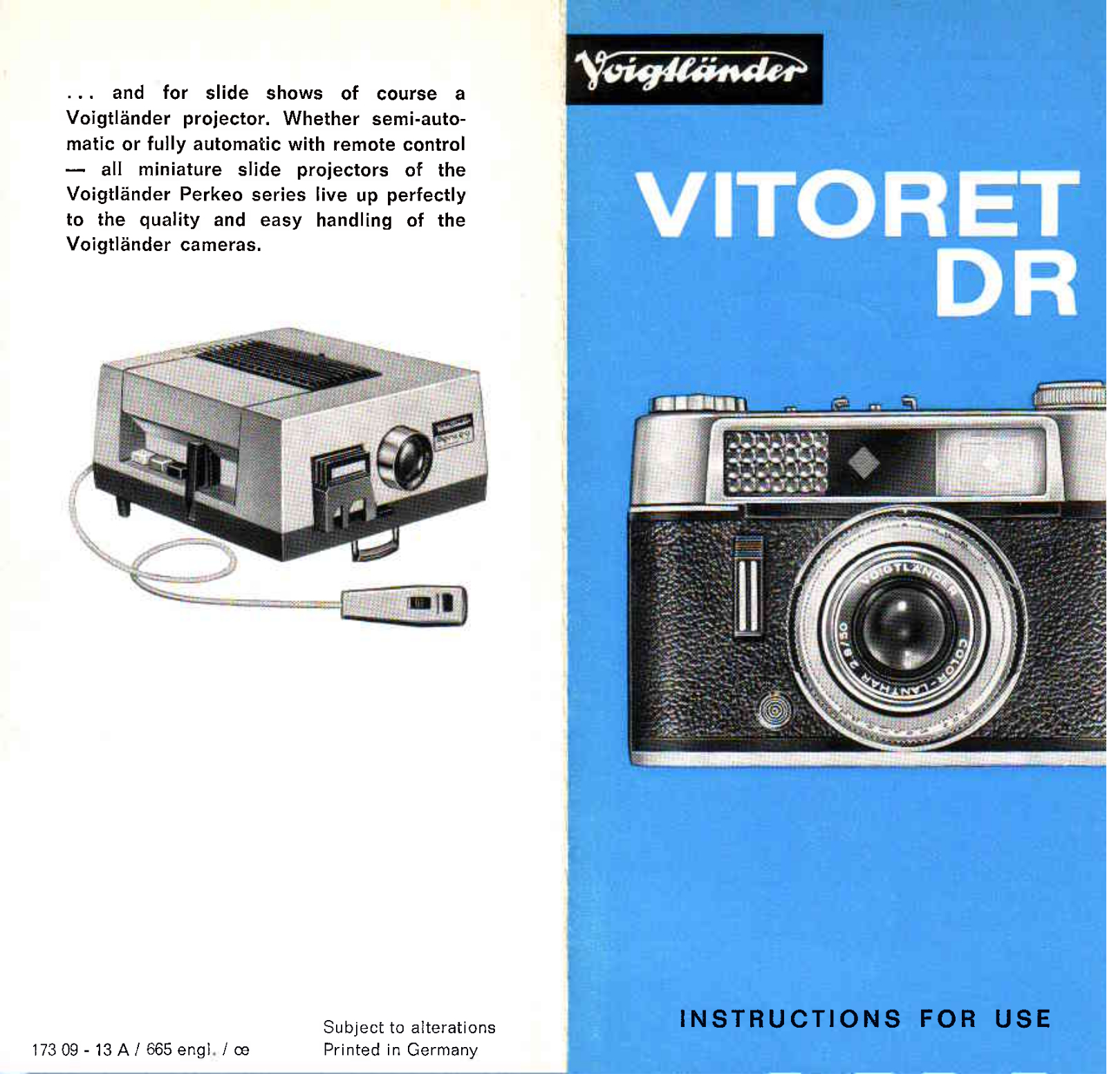 Voigtlander Vitoret DR Instructions - ManualMachine.com