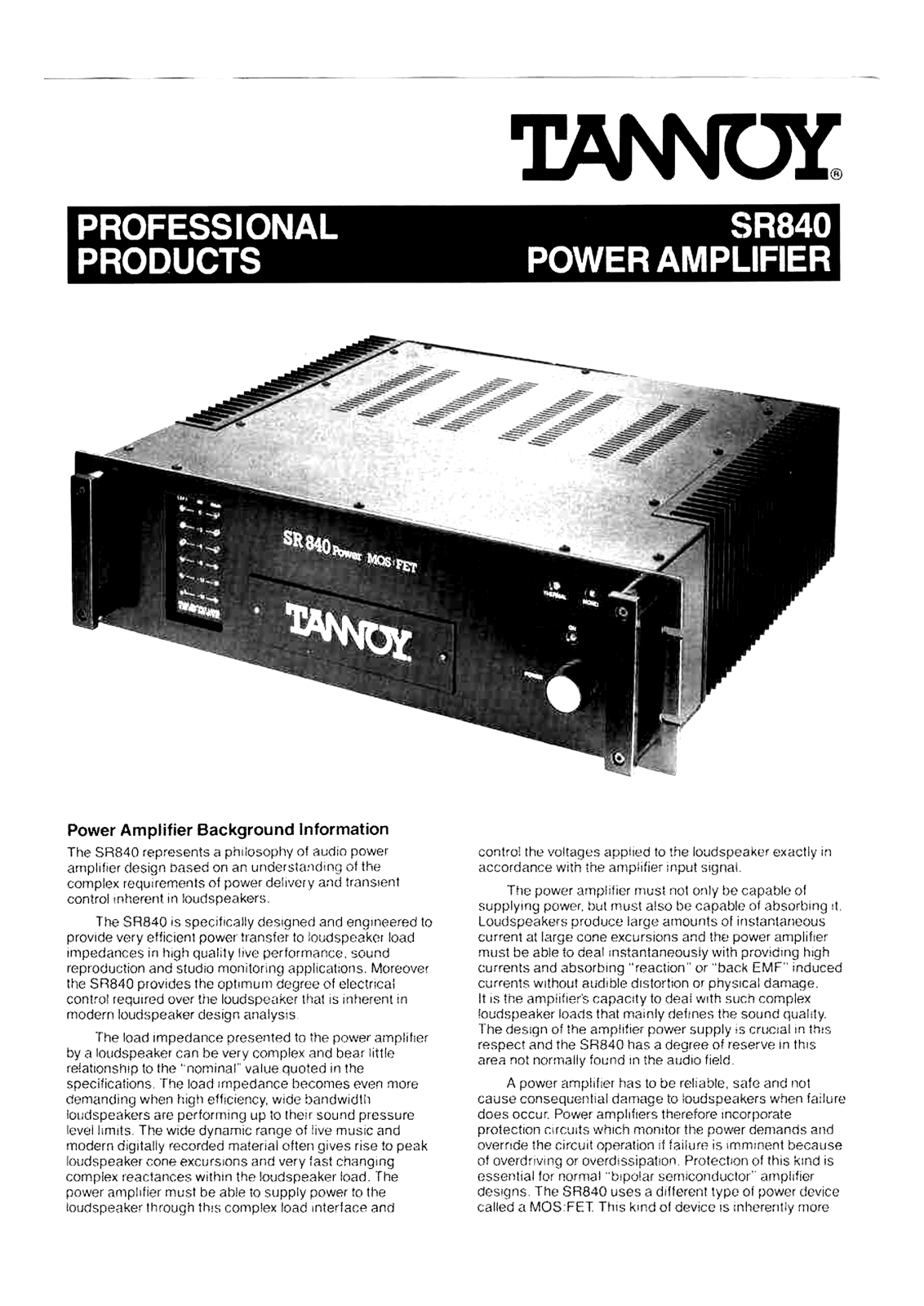 Tannoy SR-840 Brochure