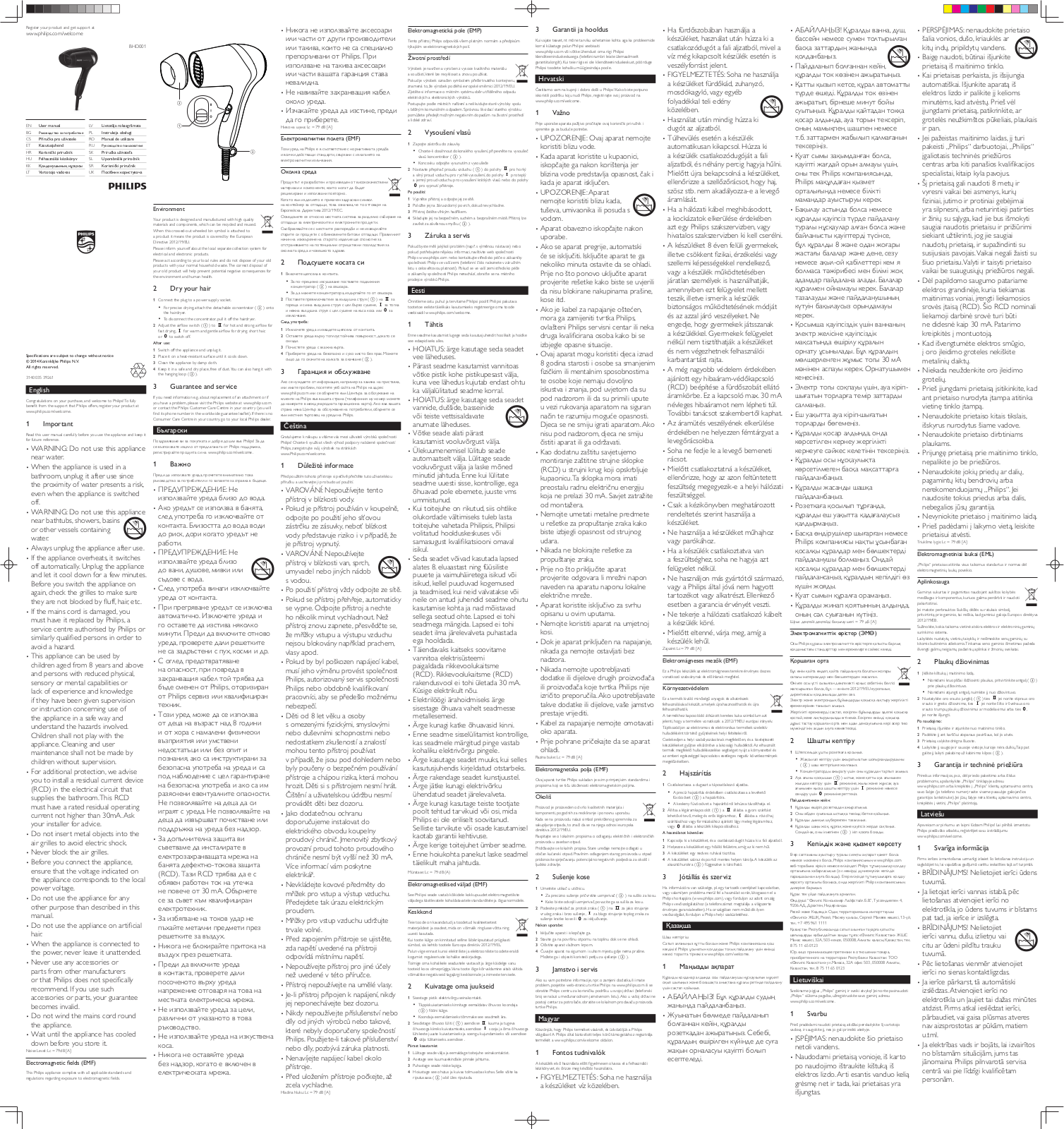 Philips BHD001-00 Operating Instructions