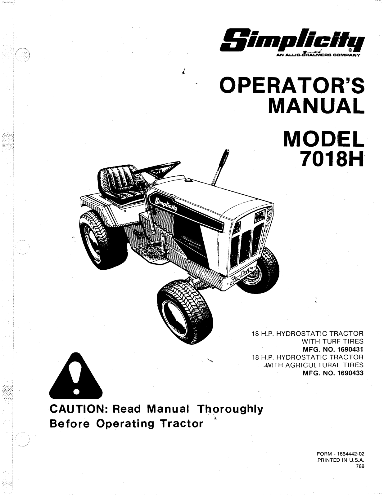 Simplicity 7018H User Manual