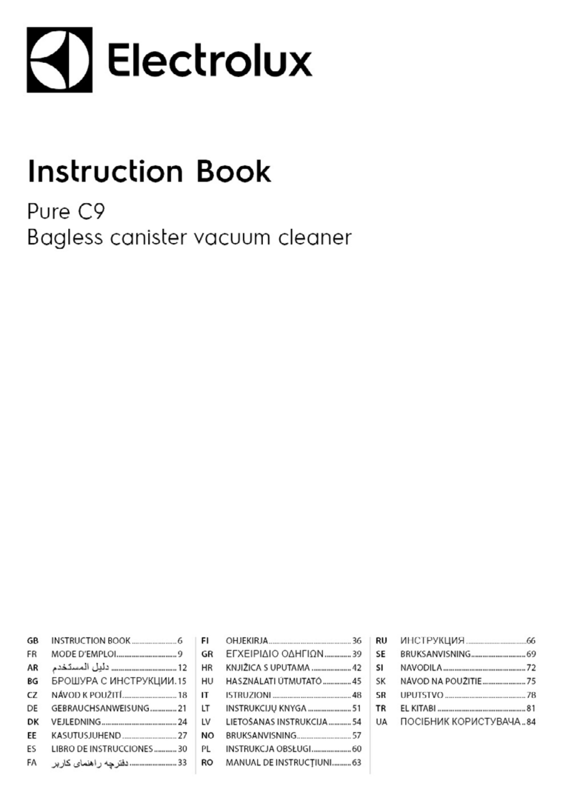 Electrolux PC91-H6STM User Manual