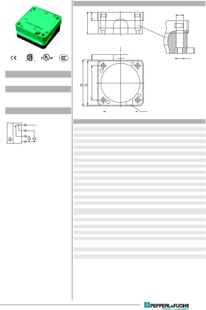 Pepperl Fuchs NCB50-FP-A2-P4 Data Sheet