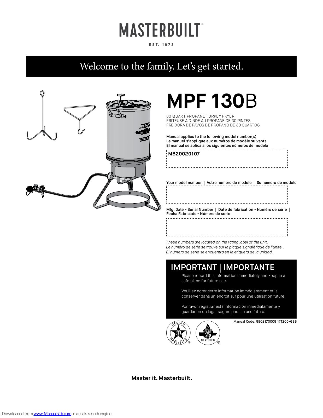 Masterbuilt MPF 130B User Manual