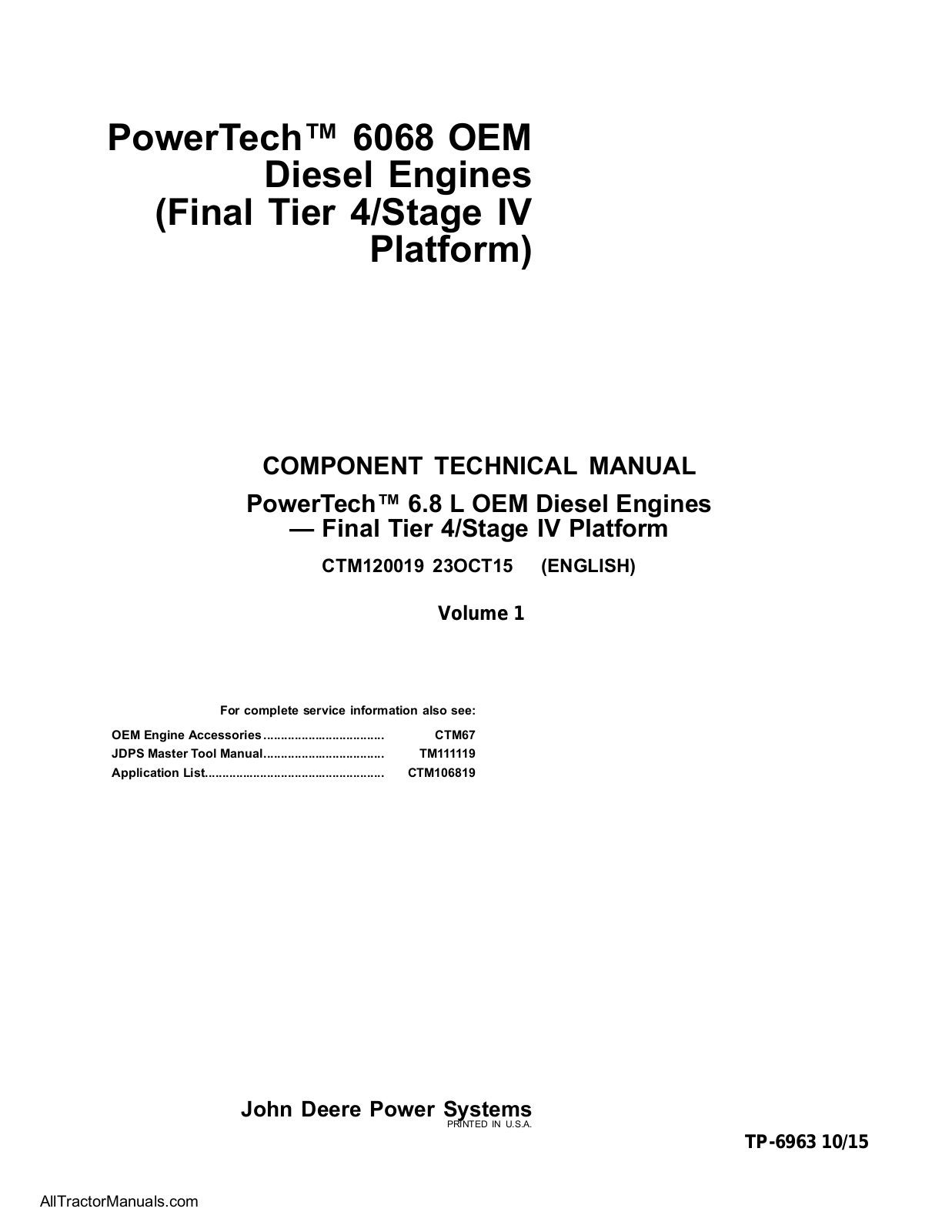 John Deere PowerTech 6068 OEM Technical Manual