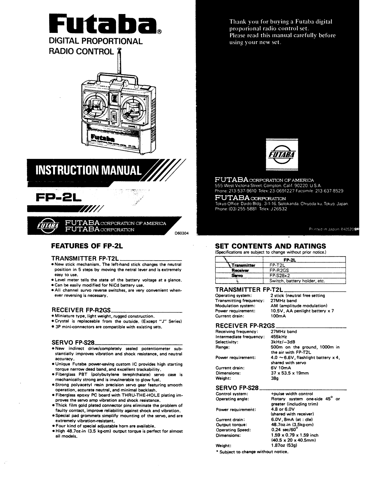 Futaba FP2L User Manual