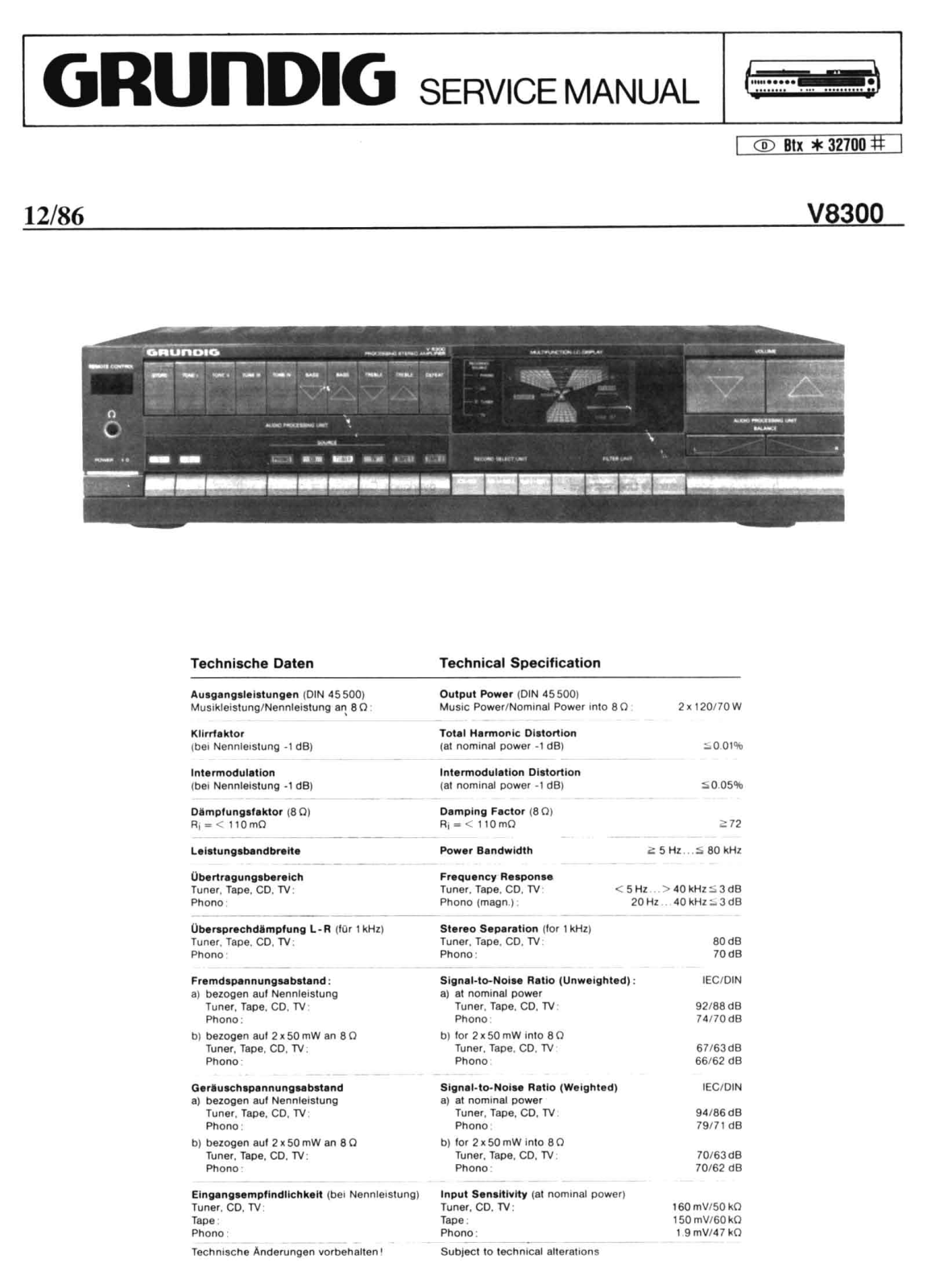Grundig V-8300 Service Manual