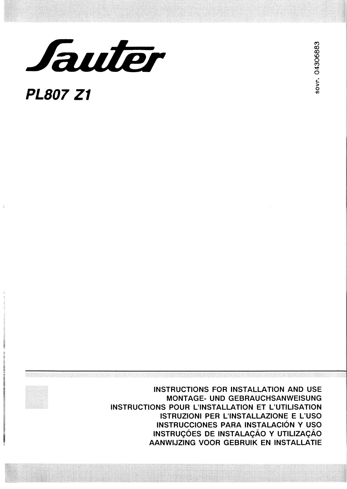 Sauter PL 807 Z User Manual