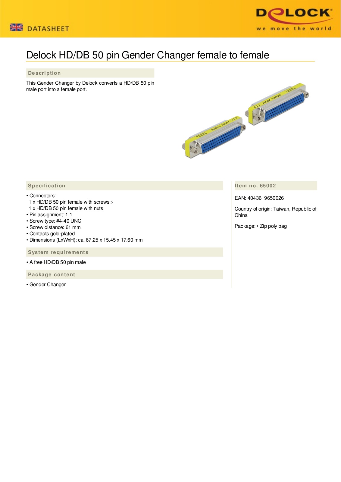 DELOCK 65002 Datasheet - ManualMachine.com