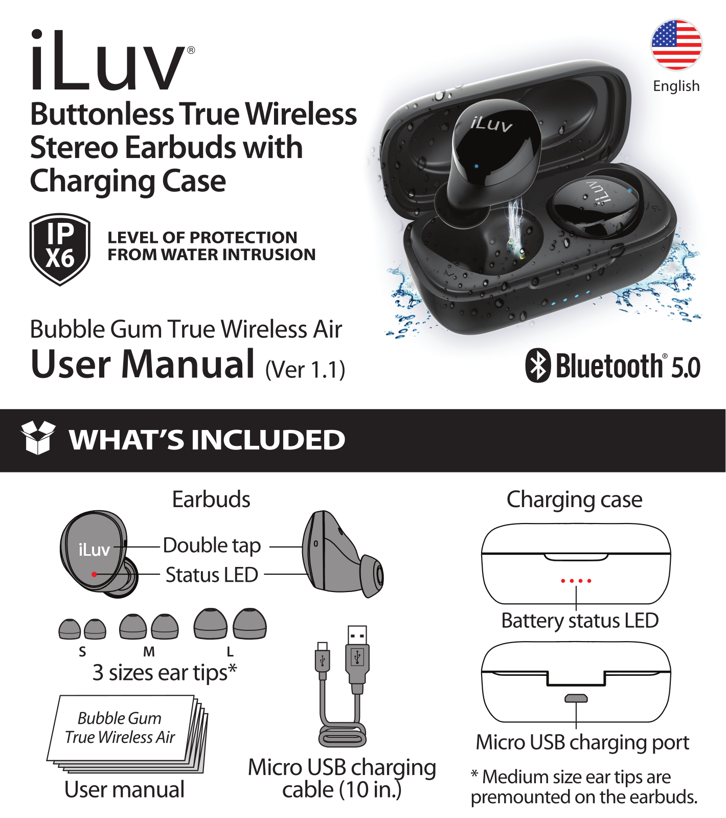 iLuv Bubble Gum True Wireless Air Stereo Earbuds User Manual