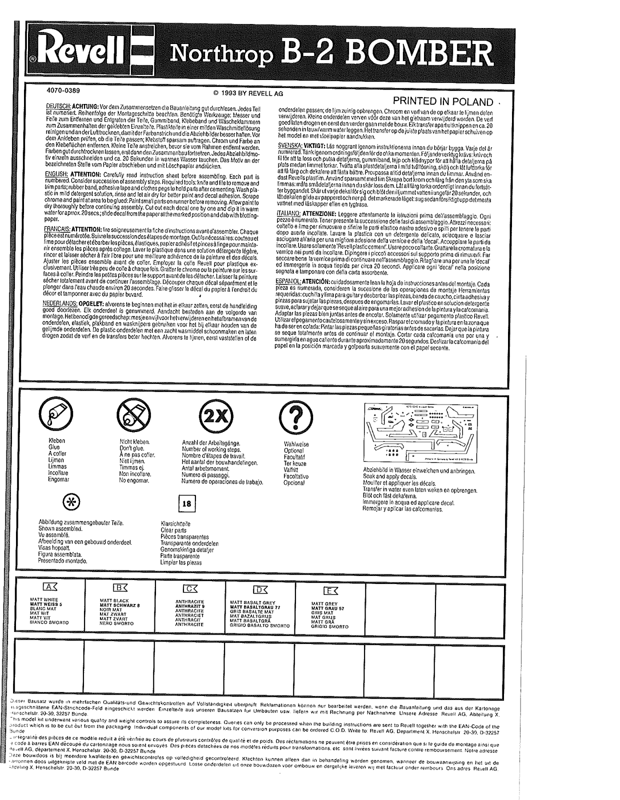 REVELL Northrop B2 Bomber User Manual