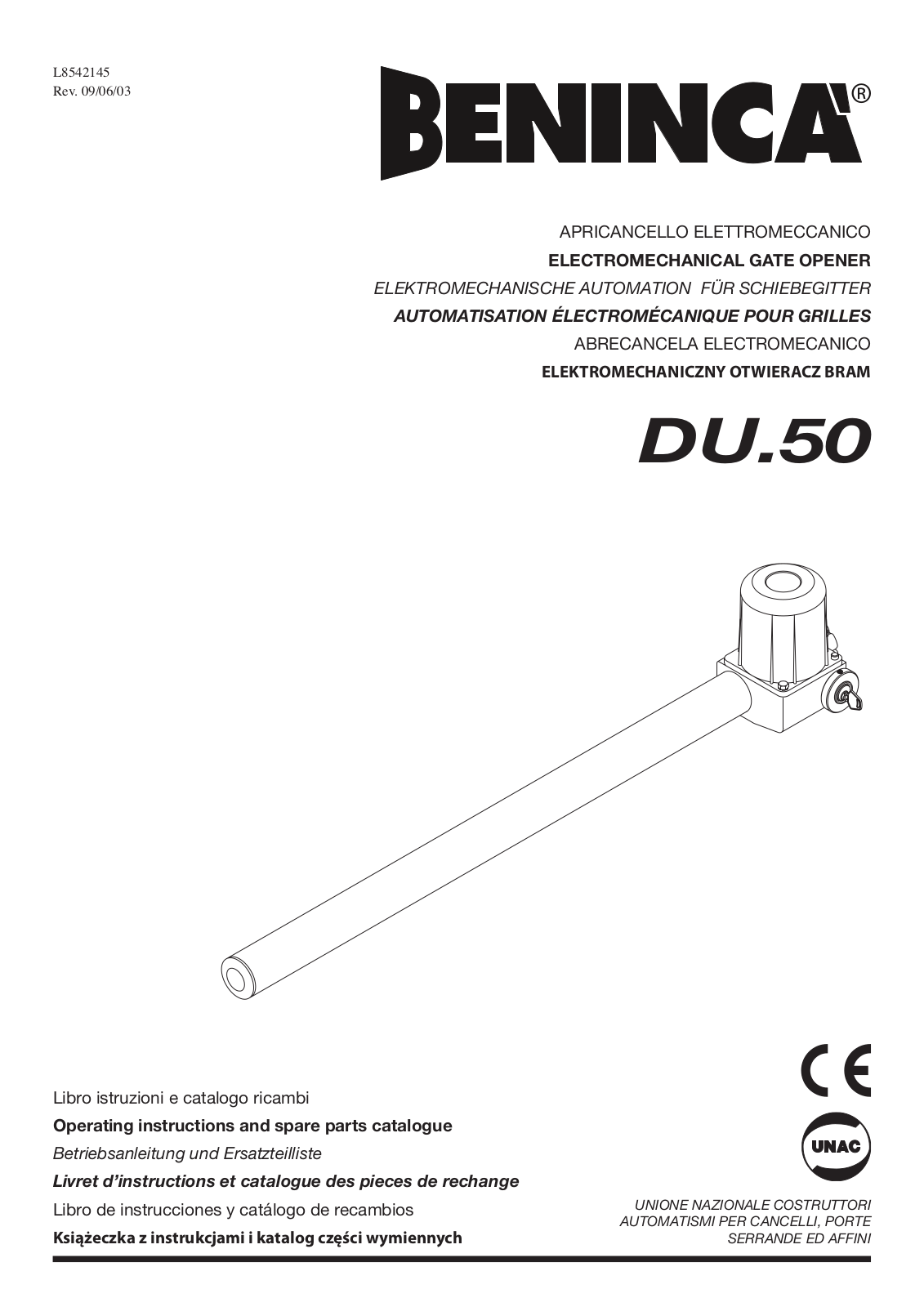 Beninca DU50 User Manual