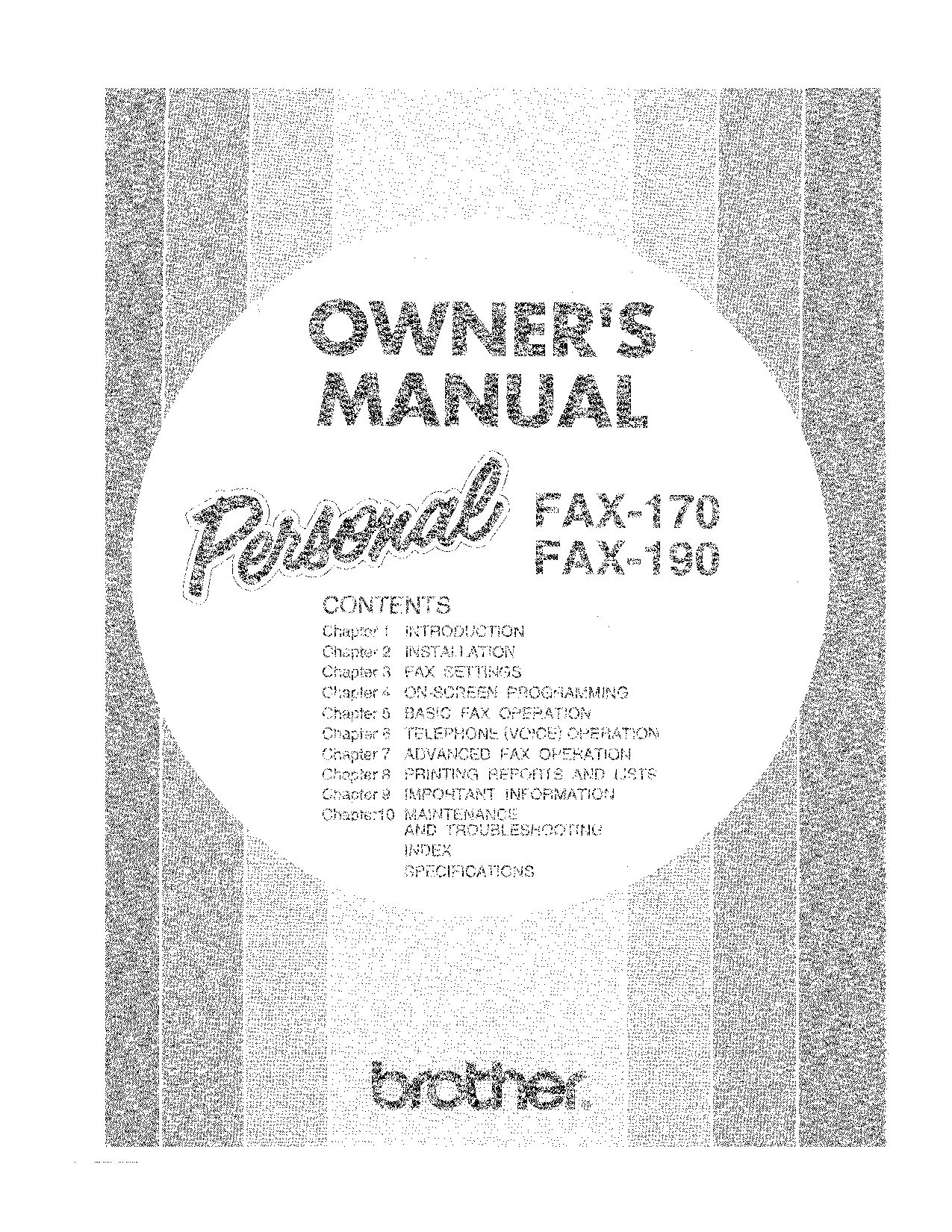 Brother 170, 190 User Manual