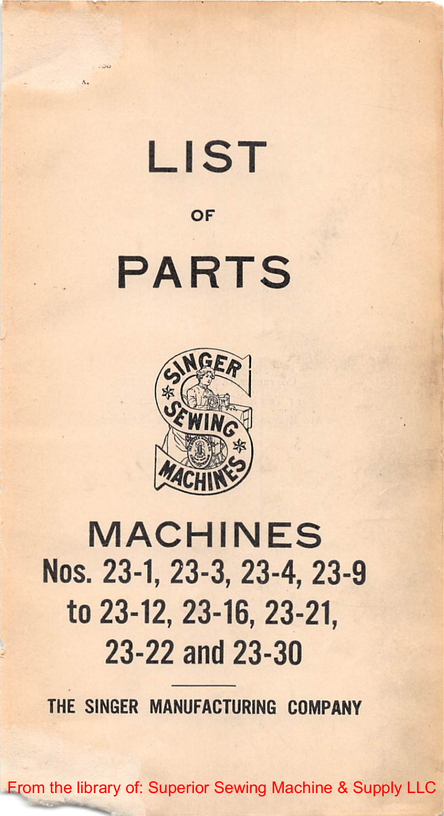 Singer 23-1, 23-3, 23-4, 23-9, 23-10 User Manual