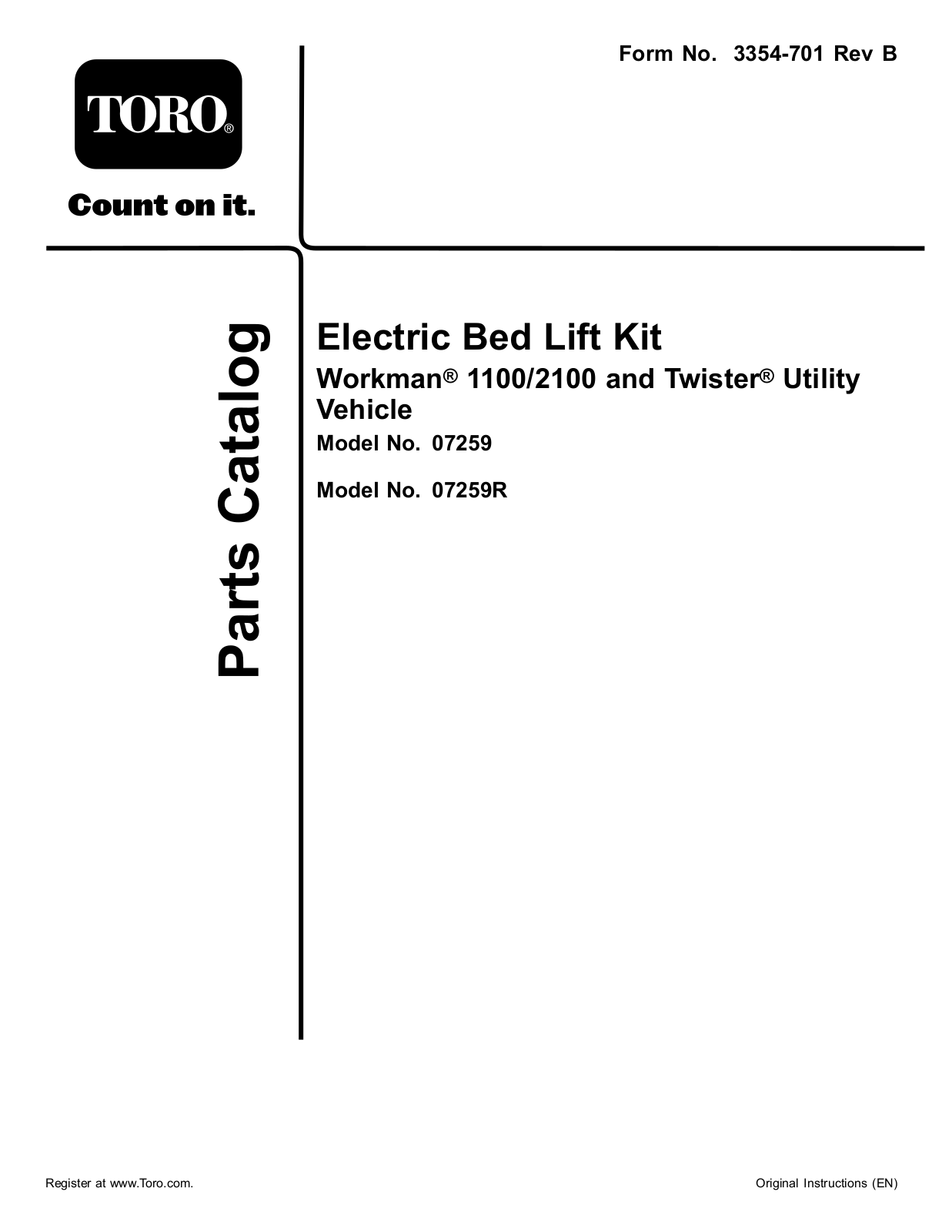 Toro 07259R, 7259 Parts Catalogue