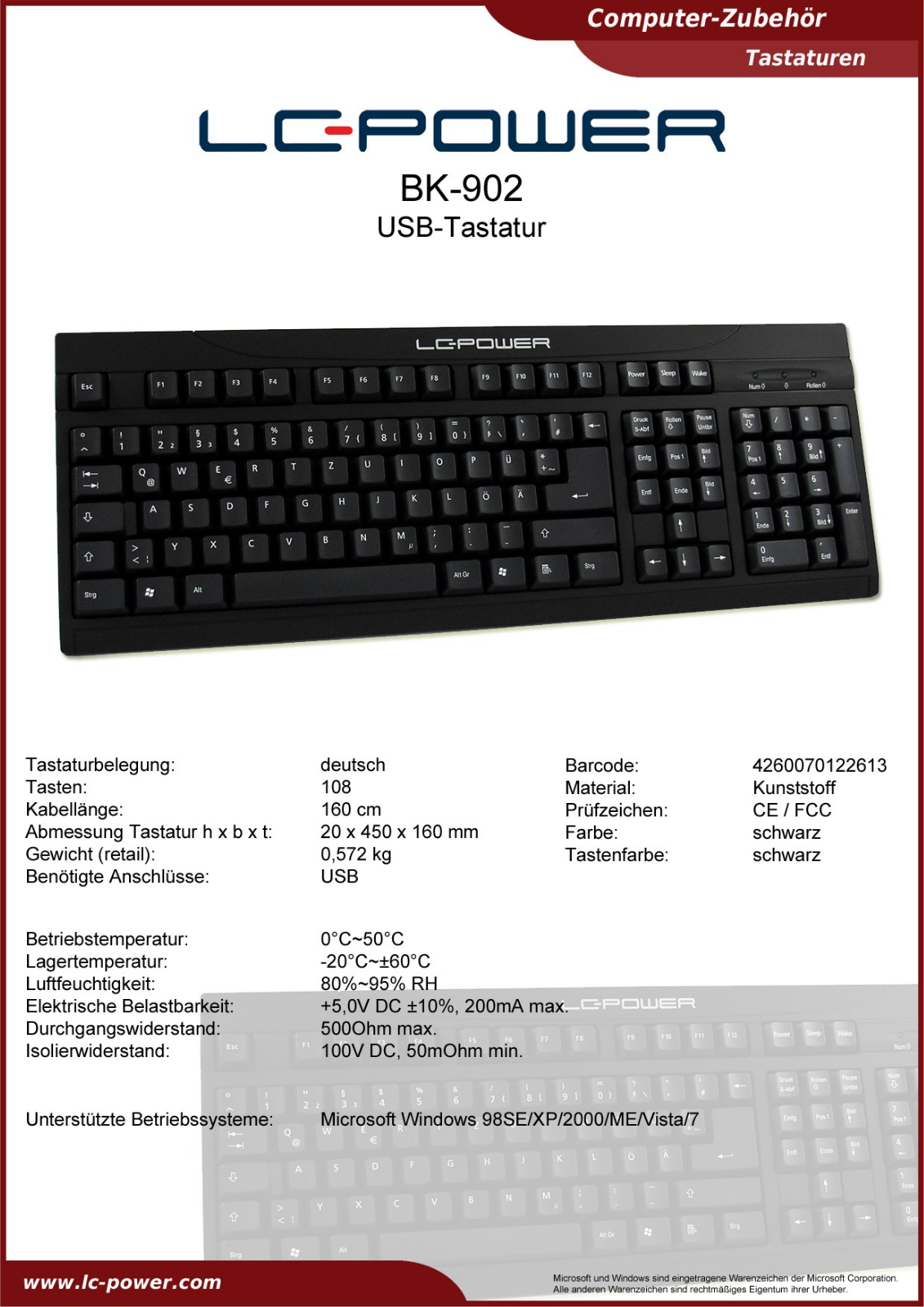 LC-Power LC-KEY-BK902 User Manual