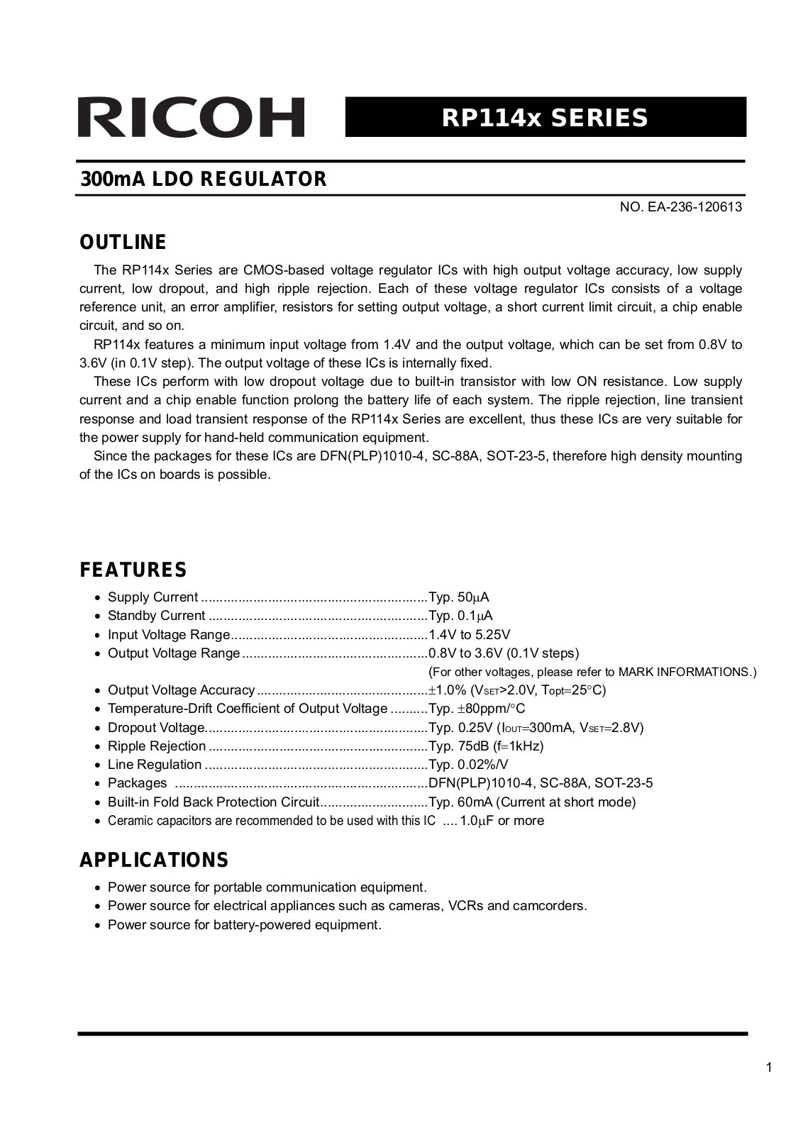 RICOH RP114x Technical data