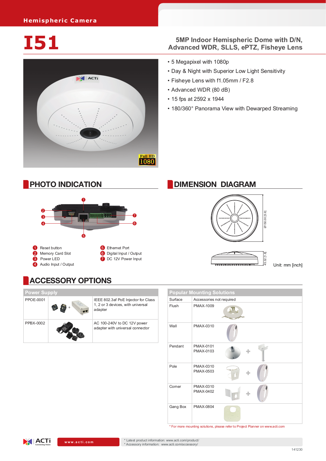 ACTi I51 Specsheet