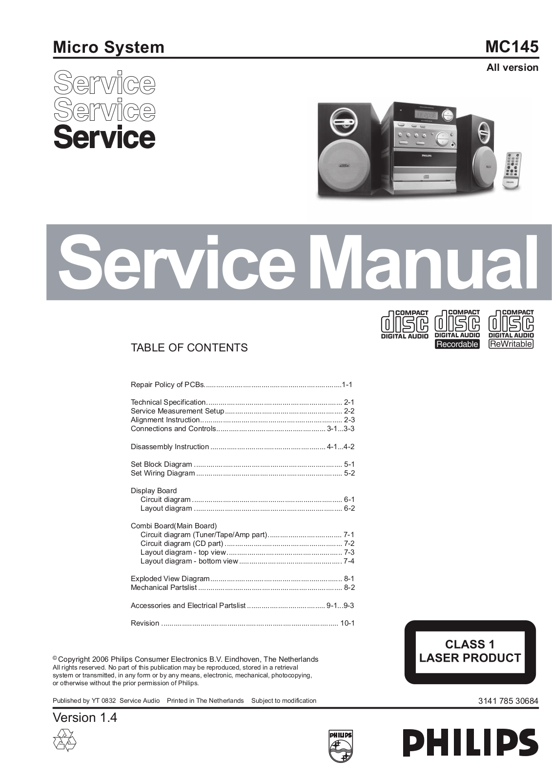 Philips MC-145 Service Manual