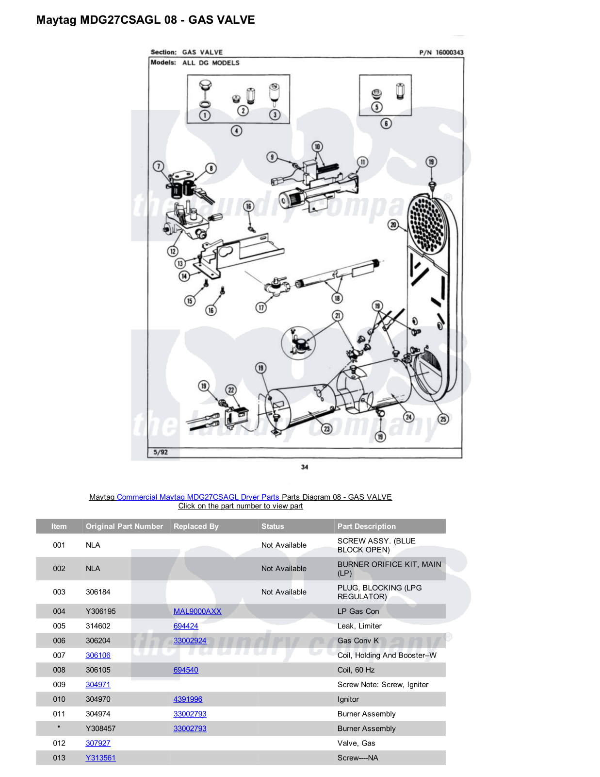 Maytag MDG27CSAGL Parts Diagram