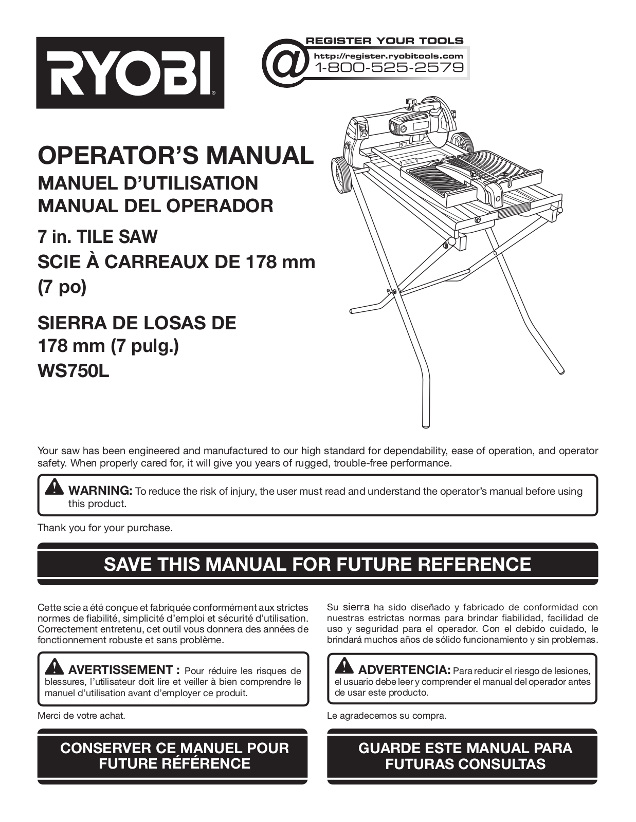 Ryobi WS750L User Manual