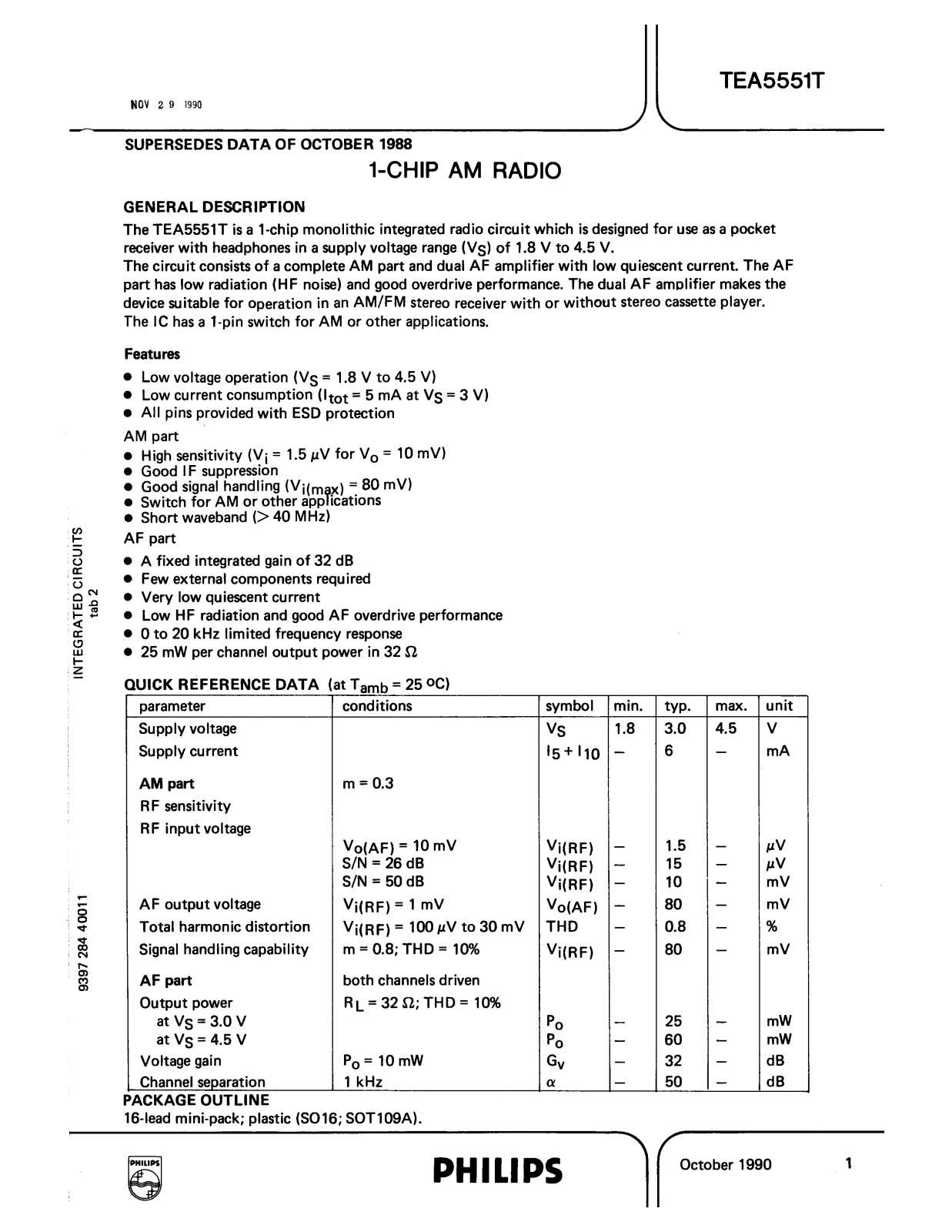 Philips TEA5551T Datasheet