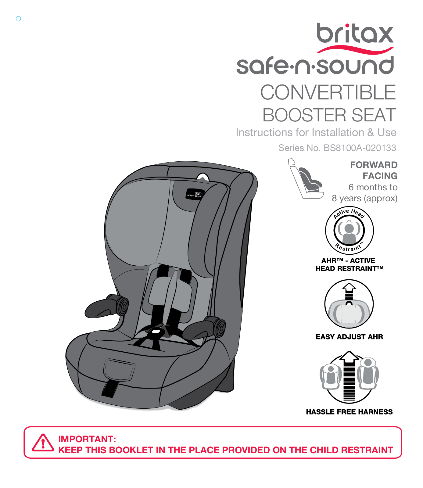 Britax Safe-n-sound BS8100A-020133 Series Instructions For Installation & Use