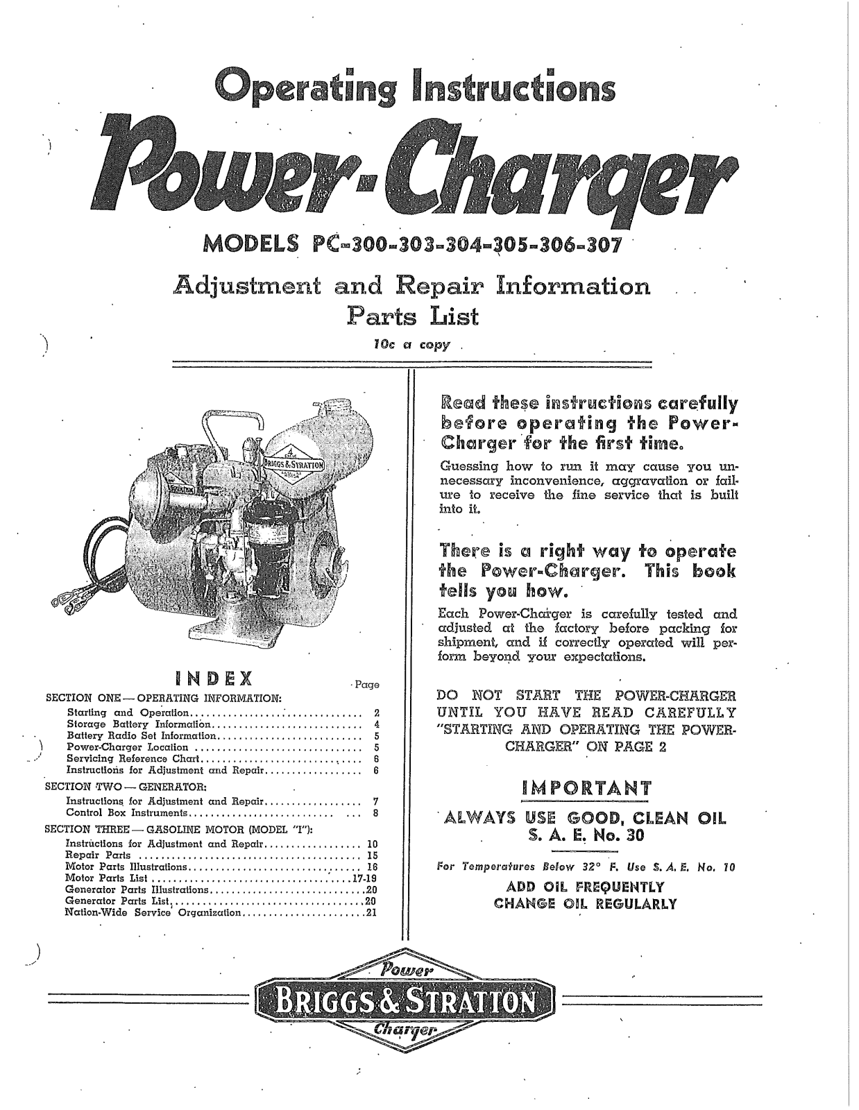 Briggs & Stratton PC300, PC303, PC306, PC305, PC304 User Manual