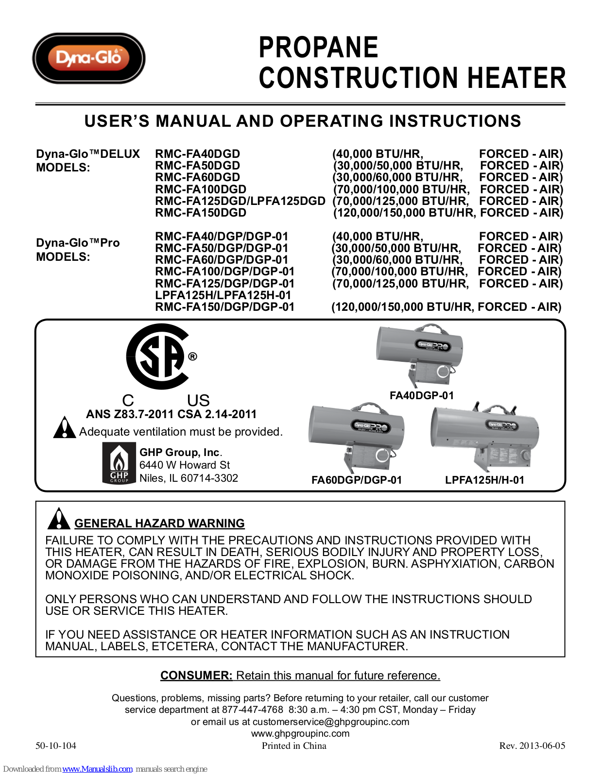 Dyna-Glo DELUX, Pro, DELUX series, Pro series User's Manual And Operating Instructions