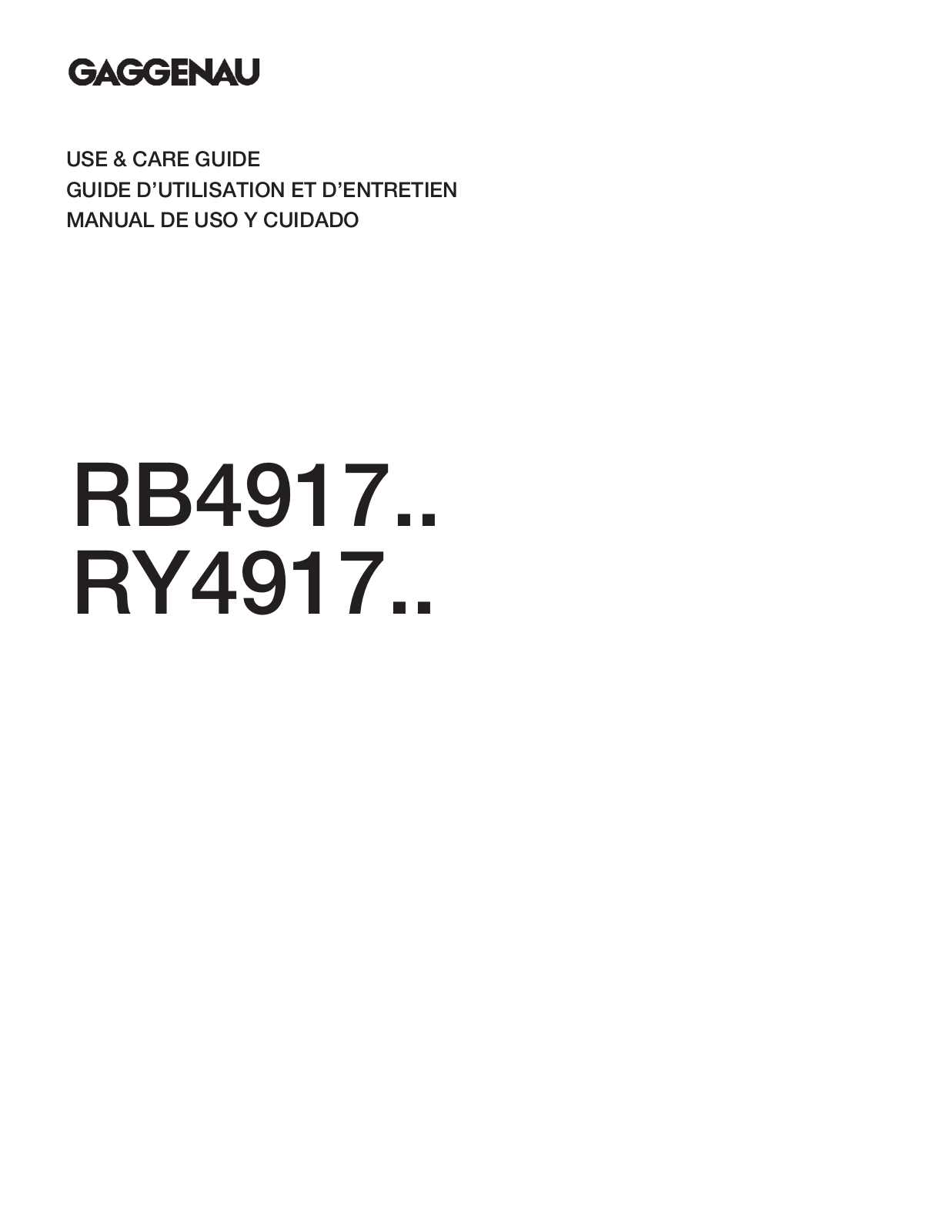 Gaggenau RY491700, RB491700, RY491701 User Manual