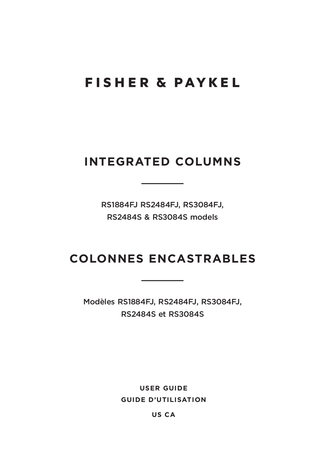 Fisher Paykel RS3084SLK1 User Manual