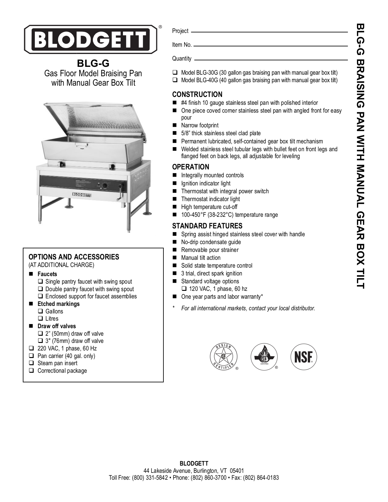 Blodgett BLG-30G, BLG-40G General Manual