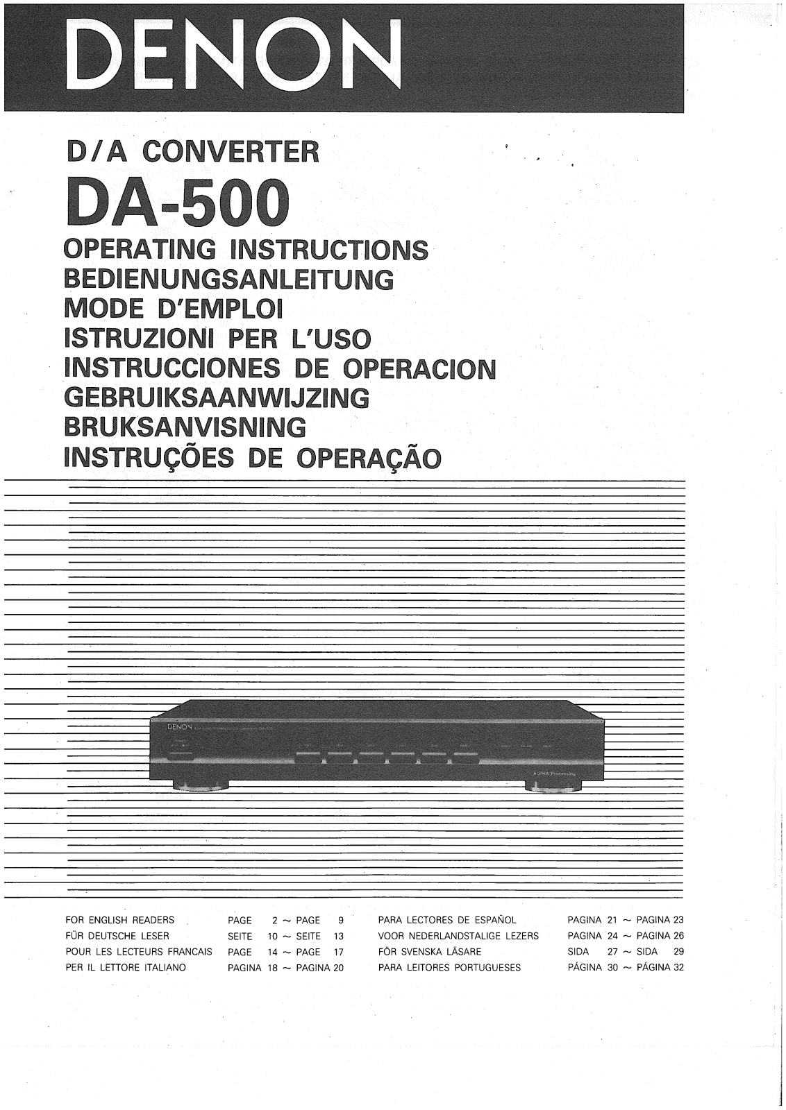 Denon DA-500 Operating instructions