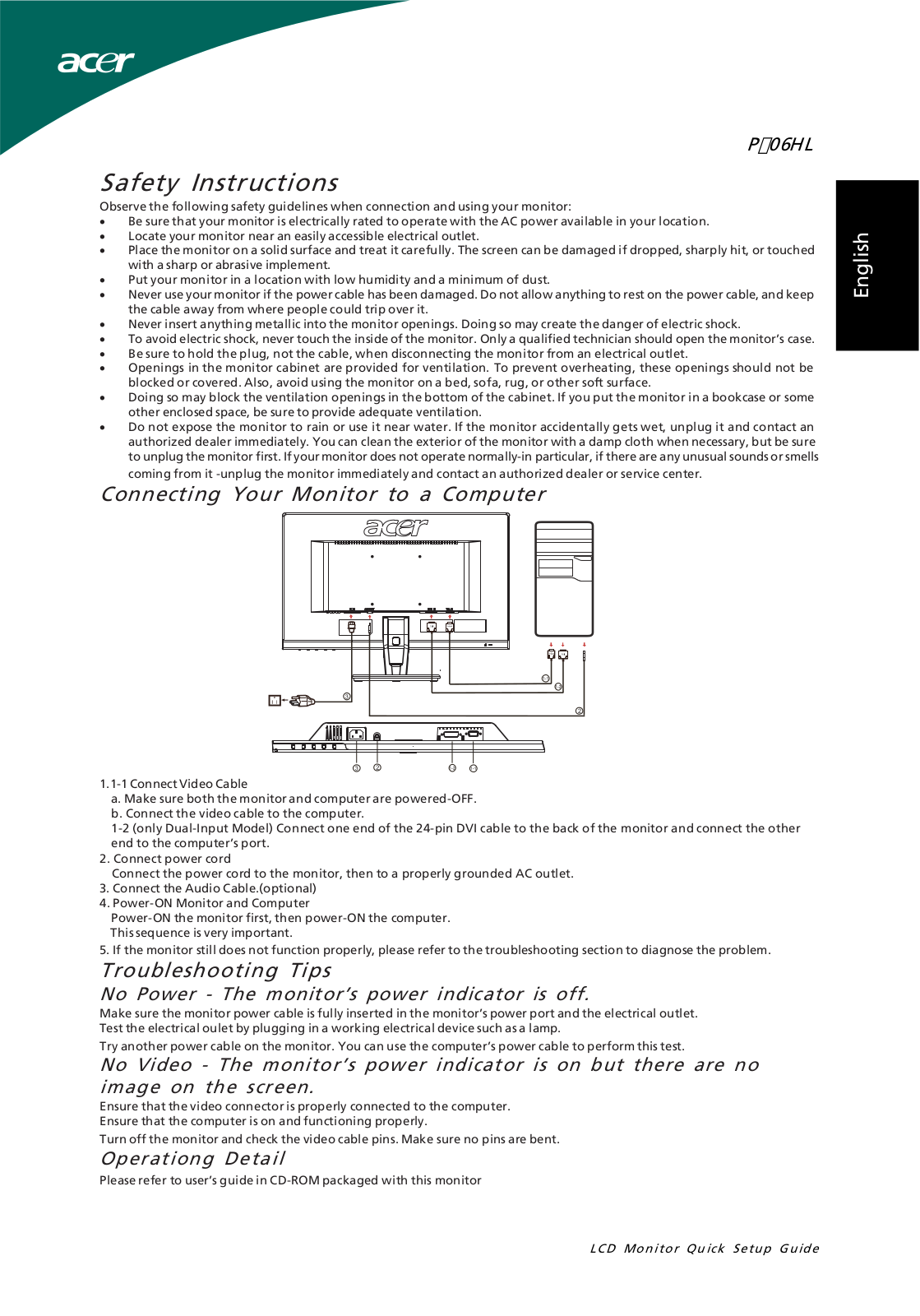 Acer P206HL User Manual