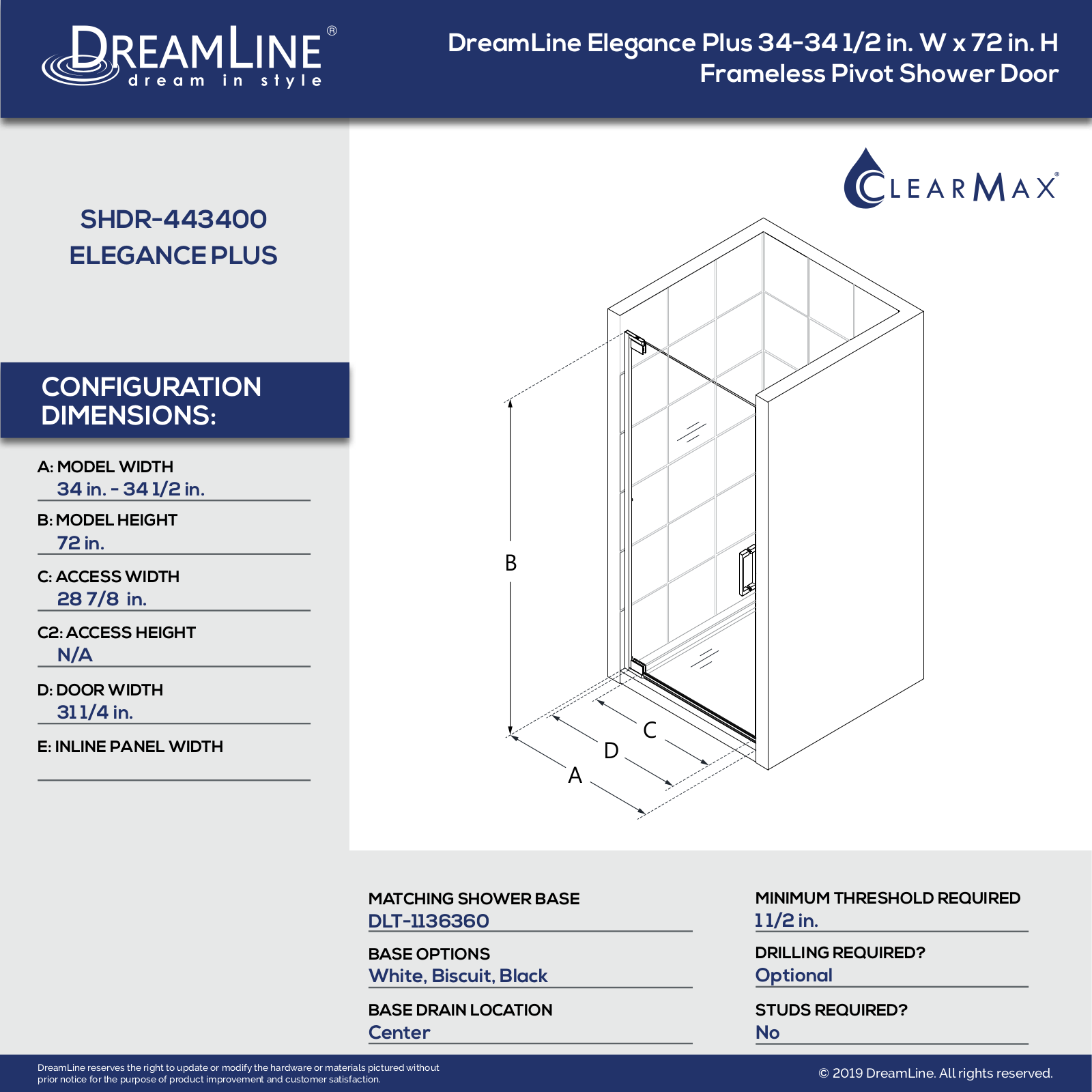 DreamLine DLN10698 Dimensions - ManualMachine.com