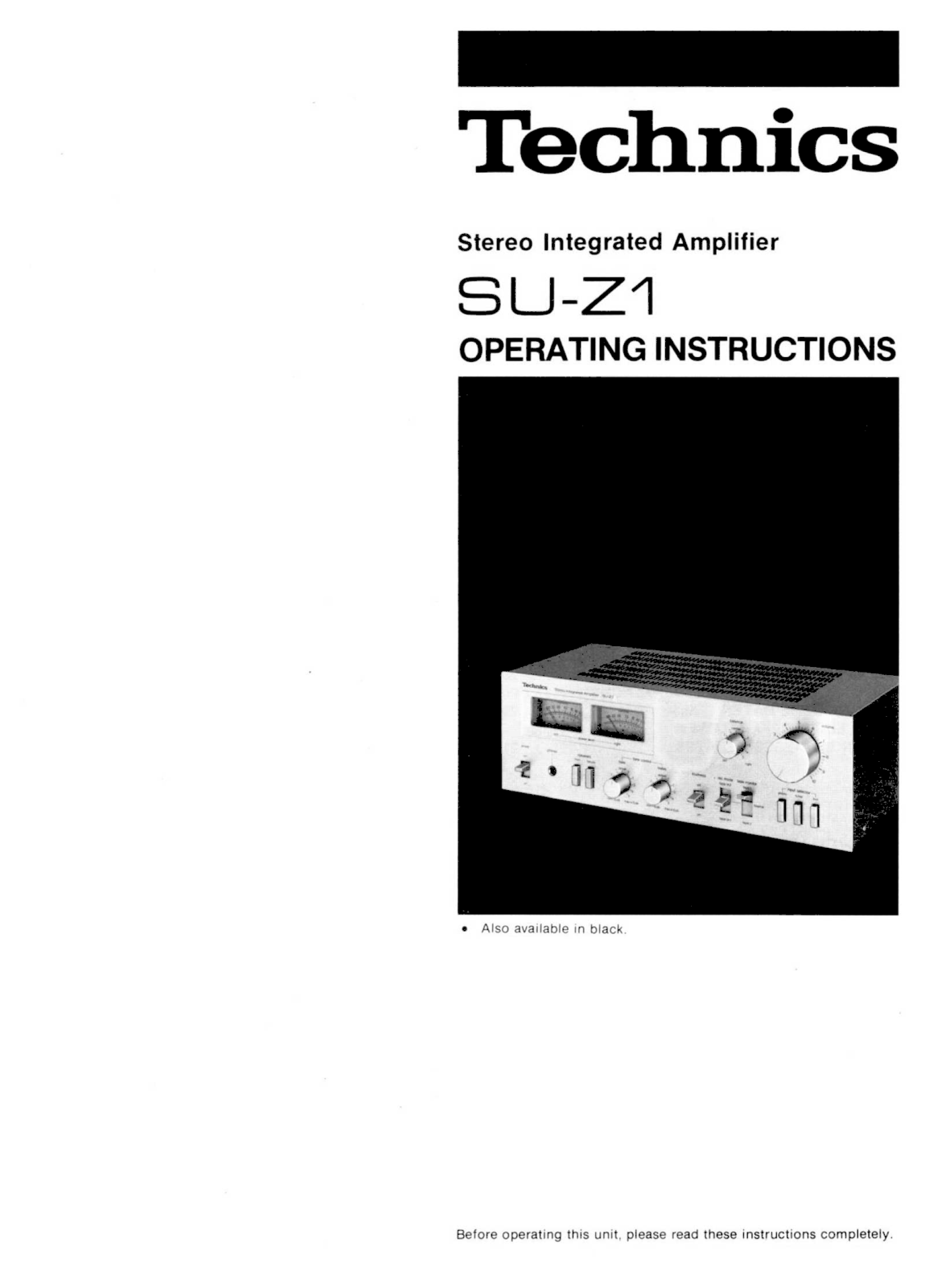 Technics SU-Z-1 Owners Manual